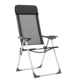 Chaise pliante de camping 2 pcs Noir Aluminium