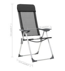 Chaise pliante de camping 2 pcs Noir Aluminium