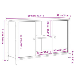 Meuble TV noir 100x35x65 cm bois d'ingénierie