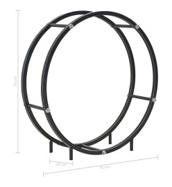 Portant de bois de chauffage Noir 70 x 20 x 70 cm Acier