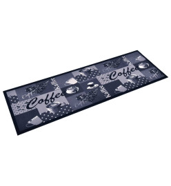 Tapis de sol de cuisine lavable Bleu café 45x150 cm