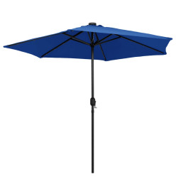 Parasol avec LED et mât en aluminium 270 cm Bleu azuré