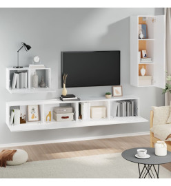 Ensemble de meubles TV 4 pcs Blanc Bois d'ingénierie