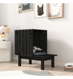 Maison pour chat Noir 60x36x60 cm Bois de pin massif