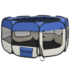 Parc pliable pour chien avec sac de transport Bleu 125x125x61cm