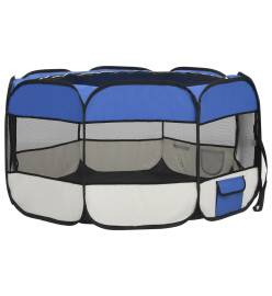 Parc pliable pour chien avec sac de transport Bleu 125x125x61cm