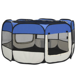 Parc pliable pour chien avec sac de transport Bleu 125x125x61cm