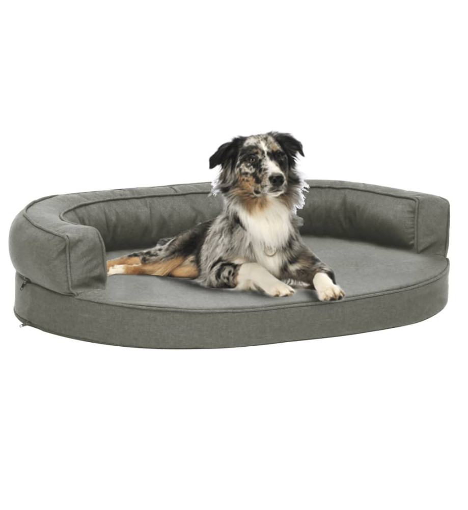 Matelas de lit ergonomique de chien 75x53 cm Aspect de lin Gris