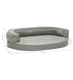 Matelas de lit ergonomique de chien 75x53 cm Aspect de lin Gris