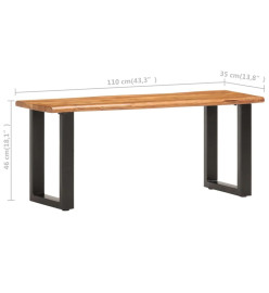 Banc au bord naturel du bois 110 cm Bois d'acacia solide et acier