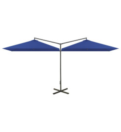 Parasol double avec mât en acier Bleu azuré 600x300 cm