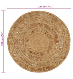 Tapis Jute tressé à la main 120 cm Rond