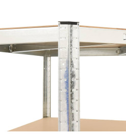 Étagère d'angle 5 niveaux Argenté Acier et bois d'ingénierie