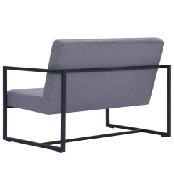 Sofa à 2 places avec accoudoirs Gris clair Acier et tissu