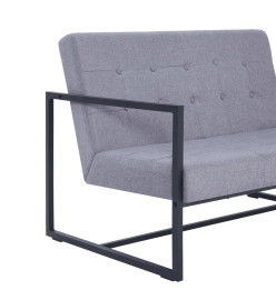 Sofa à 2 places avec accoudoirs Gris clair Acier et tissu