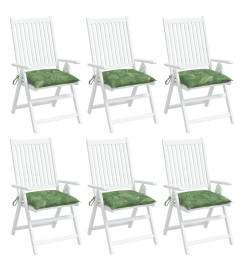 Coussins de chaise 6 pcs à motif de feuilles 50x50x7 cm tissu