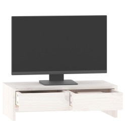 Support de moniteur Blanc 50x27x15 cm Bois de pin solide