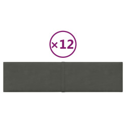 Panneaux muraux 12 pcs Gris foncé 60x15 cm Velours 1,08 m²