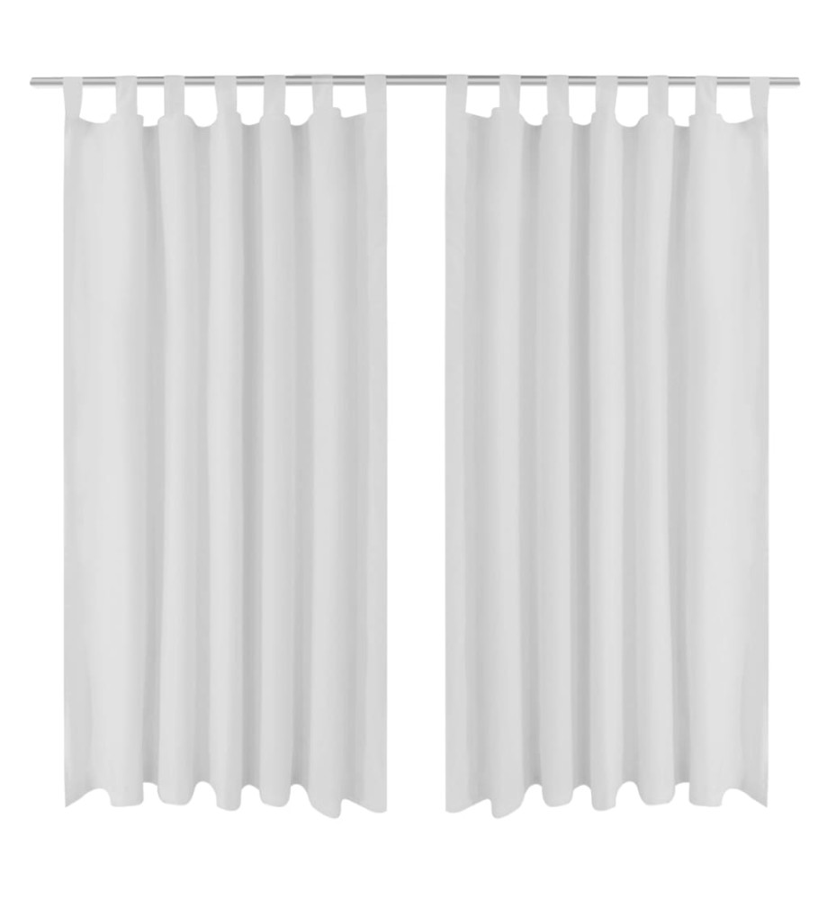 2 pcs Rideau à Passant Micro Satin Blanc 140 x 225 cm