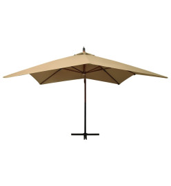 Parasol suspendu avec mât en bois 300 cm Taupe