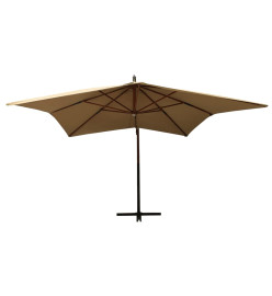 Parasol suspendu avec mât en bois 300 cm Taupe