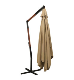 Parasol suspendu avec mât en bois 300 cm Taupe