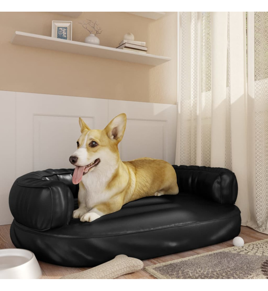 Lit pour chien ergonomique Mousse Noir 88x65 cm Similicuir