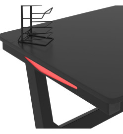 Bureau de jeu à LED en forme de Z Noir 110x60x75 cm