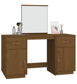 Ensemble de coiffeuse et miroir Marron miel Bois de pin solide