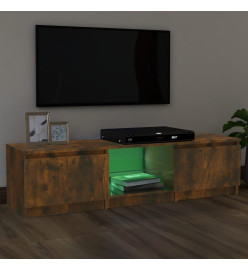 Meuble TV avec lumières LED Chêne fumé 140x40x35,5 cm