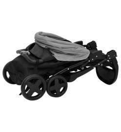 Poussette pour bébé 3-en-1 Gris clair et noir Acier