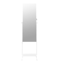 Armoire à bijoux avec miroir sur pied blanc 42x38x152 cm