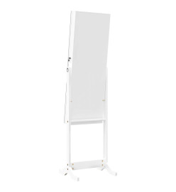 Armoire à bijoux avec miroir sur pied blanc 42x38x152 cm