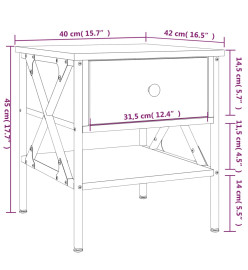 Table de chevet chêne fumé 40x42x45 cm bois d'ingénierie