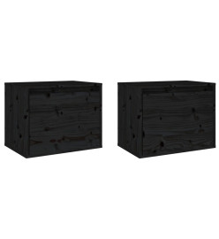 Armoires murales 2 pcs Noir 45x30x35 cm Bois de pin massif