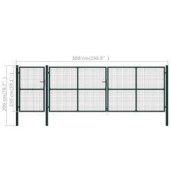 Portail de jardin Acier 500 x 150 cm Vert