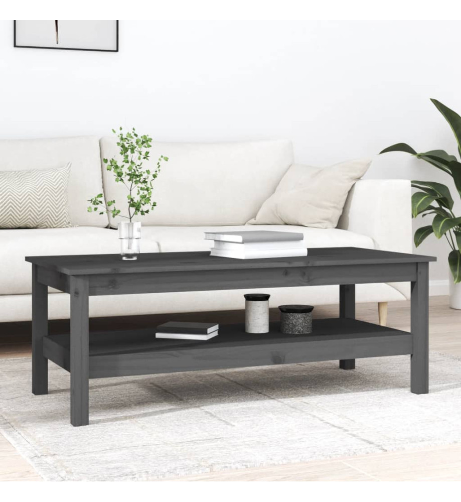 Table basse Gris 110x50x40 cm Bois massif de pin