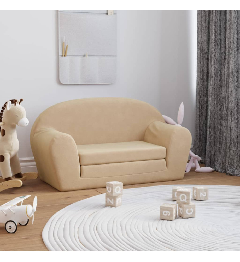 Canapé-lit pour enfants à 2 places Crème Peluche douce