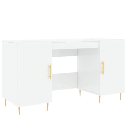 Bureau Blanc brillant 140x50x75 cm Bois d'ingénierie