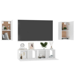 Ensemble de meubles TV 4 pcs Blanc Aggloméré