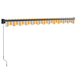 Auvent rétractable jaune et blanc 3,5x2,5 m tissu et aluminium