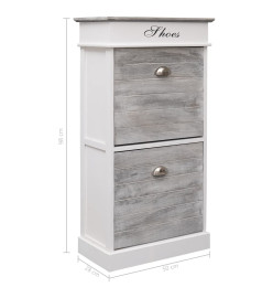 Armoire à chaussures Gris 50 x 28 x 98 cm Bois de Paulownia