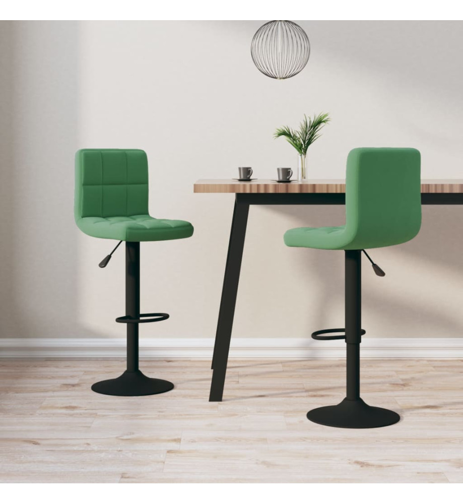 Tabourets de bar lot de 2 vert foncé velours