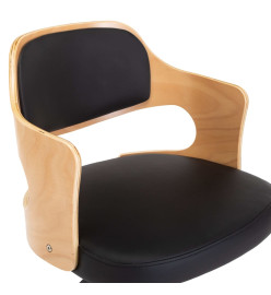 Chaise pivotante de bureau Noir Bois courbé et similicuir