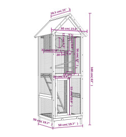 Maison à oiseaux marron 60x58,5x160 cm bois massif de pin