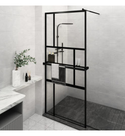 Paroi de douche avec étagère Noir 90x195 cm Verre ESG&Aluminium