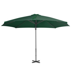 Parasol en porte-à-faux et poteau en aluminium 300 cm Vert