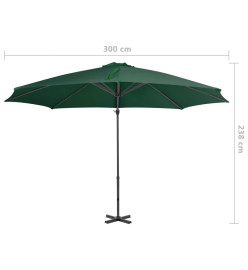 Parasol en porte-à-faux et poteau en aluminium 300 cm Vert