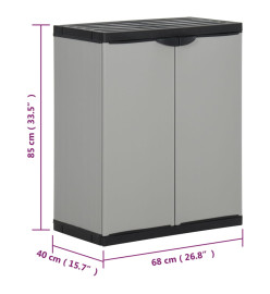 Armoire à déchets de jardin Gris et noir 68x40x85 cm PP