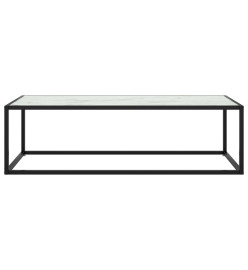 Table basse Noir avec verre marbre blanc 120x50x35 cm